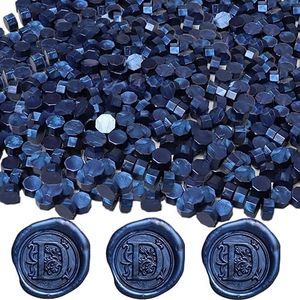 720Pcs Wax Sealing Beads, Dark Blue Sealing Wax Beads, 0.55lb Octagon Wax Seal Beads for Wax Seal Stamp, Cards, Wedding Invitations, Wine Packages, Gift Wrapping, Letter Sealing (Sea Blue)