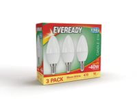 Eveready E14 LED Light Bulb, Warm White 2700K, 40W Equivalent, 470 Lumen LED Candle Bulb, SES Small Edison Screw Light Bulbs, Non-Dimmable, Pack of 3