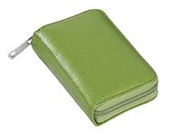 Genuine Leather Credit Card Holder ID Business Card Case Wallet 26 Card Slots (green)(Size: M)