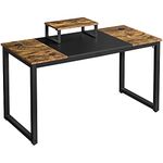 Yaheetech Large Computer Desk with Movable Monitor Stand, 2 Desk Grommets and 1 Hook, for Gaming/Writing/Home Office, 140x60x75cm, Rustic Brown