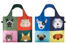 LOQI SC-PK"Stephen Cheetham Cats/Dogs" Reusable Shopping Bag (Pack of 2)