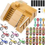 37 Pcs Skate Park Kit Finger Skateboard Ramp Fingerboard Skatepark Finger Boarding Skate Park Mini Finger Toys Set Including Finger Bike Skateboards Swing Board with Adjustment Tools for Training Prop