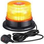 WOWTOU Rooftop Magnetic Flashing LED Amber Strobe Beacon Lights for Cars Construction Trucks Tractors Golf Carts Safety Warning Flasher, Emergency Vehicles Caution Lighting