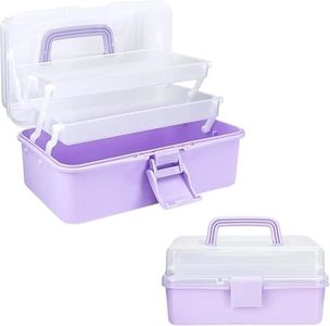 Kivano Craft Storage Box with Compartments, Portable Organizer for Sewing and Art Supplies, 3 Layer Stackable Tool Box with Handle and Removable Dividers for DIY Materials and Medicines - Kivano