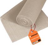 Non Slip Kitchen Drawer & Shelf Liner, Weewam 60 x 300 cm Shelf Liner Roll EVA Non Adhesive Grip Mat for Kitchen Drawers Sink Shelves Cabinets Cupboards Washable Protective Mat for Home Office (Beige)