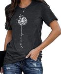 Women Dandelion Shirts Dandelion Graphic T Shirts Cute Casual Faith Shirt Tops (Grey3, X-Large)