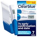 Clearblue Pregnancy Test 7X Confirmation & Date Early Detection Mega Value Combo Pack, Results 6 Days Early & Tells You How Many Weeks, 7 Tests (1 Digital, 6 Visual)