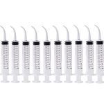 Dental Irrigation Syringe with Curved Tip - 10 Pack Disposable 12cc Tonsil Stone Squirt Mouthwash Cleaner, Pet Feeding Syringe for Birds Dogs (with Measurement)