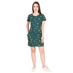 Stories.Label Women Cotton Long T-Shirt Dress in Knee Length with Pockets Include Plus Sizes, Casual T-Shirt Dresses for Girls (Green, S)