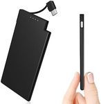 Auskang Power Bank 5000mAh Portable Charger with Built-in USB C Cable Battery Pack for Samsung S22/23 Series, Huawei, iPhone15/15 Plus/Pro/Pro Max, Oppo, Android Phones (Black)