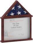 Flash Furniture Quincy Flag and Certificate Display Case, Solid Pine Wood Flag Shadow Box Fits 3x5 Folded Flag, Mahogany Finish