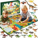 Dinosaur Advent Calendar Gift Box - Christmas Surprise 24 Unique Dinosaurs with Educational Facts - Family Dice Game with Escape Map - Xmas Countdown Fun for Childen