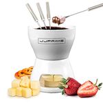 JJPRIME Chocolate Cheese Fondue Set with Ceramic Pot and Free Stainless Steel Forks