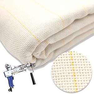 Primary Tufting Cloth with Marked Lines, Large Size Needlework Fabric, Monk's Cloth for Tufting Gun, Rug-Punch, Punch Needle, 45''x45''