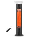 ThermoMate Outdoor Indoor Electric Patio Heater, 1500W 38.5" Portable Tower Infrared Heaer, IP55 Rated Space Radiant Heater with Remote, Timer, Tip-over Protection for Backyard, Restaurant & Garage