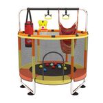 StarAndDaisy 4 in 1 Trampoline with Safety Net, Pull Up Handle, Boxing Bag & Swing for Kids Girl & Boy Indoor & Outdoor Play (Orange & Yellow)