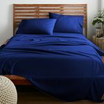 American Home Collection Twin Sheet Set - 3 Pieces Extra Soft Bedding Sheets & Pillowcases Set - Breathable, Wrinkle, Fade, and Stain Resistant - Deep Pockets - Oeko-Tex, Navy Soft Bed Sheets