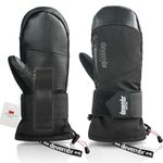 devembr Ski Mittens with Wrist Guards, Snowboarding Mittens Waterproof, Black, S