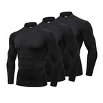 LANBAOSI 3 Pack/2Pack Mens Mock Turtleneck Compression Shirts Long Sleeve Sun Protection Shirts Cooling Workout Gym Tops Undershirt