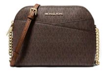 Michael Kors Jet Set Dome Medium Crossbody Leather Handbag, Brown/Acorn