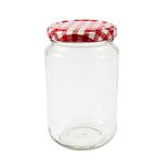 1lb jam Jars 370 MLS. Pack of 12 x FSA Approved 1lb Jam Jars with red Gingham lids. Suitable for Home or Commercial use, Wares of Knutsford Ltd.