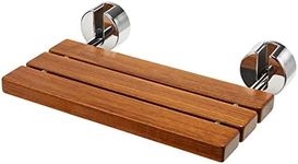 OasisCraft 20'' Folding Teak Shower Bench Seat for Inside Shower, Wood Shower Stool Fold Down 400 Lbs Capacity Wall Mounted Medical Shower Seating Smooth Shower Chair for Seniors, Adults, Disabled