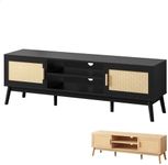 ALFORDSON TV Cabinet Stand with Storage Cabinet and 2 Shelves, Modern Furniture Entertainment Unit for Living Room, Multimedia Centre,160 x 40 x 51cm, Black