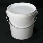 Pack of 5 x 1 Litre Buckets - 1 Litre Airtight Food Grade White Catering Mixing Plastic Buckets with Lids – Heavy Duty Industrial Catering Kitchen Quality (5 x 1 Litre Buckets)