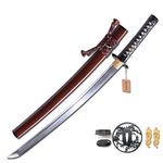 MURASAME Wakizashi Sword T10 Steel Clay Tempered Real Hamon Handmade Bohi Razor Sharp