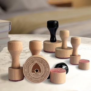 Personalized Stamp with Logo Name - Custom Rubber Stamp with Wood Handle Customized Soap Stamps Multiple Size for Business - Round 1" Your Design