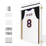 Jersey Frame Display Case, Large Solid Wood Jersey Shadow Box Display Frame with Buckles, Sports Jersey Frame for Wall Display with HD Acrylic Cover for Hockey Football Basketball Shirt, White