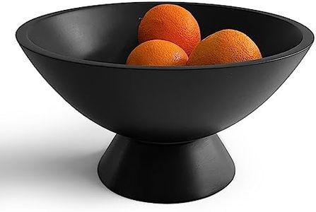 Fairwood Way - Black Pedestal Bowl - 10 Inch, Wide Black Footed Bowl as Fruit, Key, Decorative, Candy Holder or Centerpiece, Wooden Bowl Decorative for Kitchen, Dining Table & Modern Home Accessories