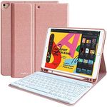 MMK for iPad Keyboard Case for 10.2" 9th/8th/7th Generation 2021/2020/2019, Detachable Wireless BT Keyboard with Magnetic Protective Cover with Pencil Holder for iPad Pro 10.5" 2019