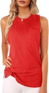 Women's High Neck Tank Top Sleeveless Blouse Plain T Shirts Pocket Cami Summer Tops