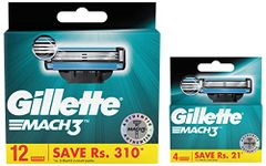 Gillette Mach 3 Manual Shaving Razor Blades - 4s Pack (Cartridge) & Mach 3 Manual Shaving Razor Blades (Cartridge) 12s pack