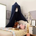 Bed Canopy for Kids, Round Dome Kids Mosquito Net Indoor Outdoor Castle Hanging House Decoration Reading Nook Kids Playing Home Decoration(Dark Blue)