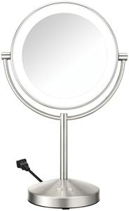 Conair Lighted Makeup Mirror, LED Vanity Mirror, 1X/10x Magnifying Mirror, Corded in Satin Nickel Finish