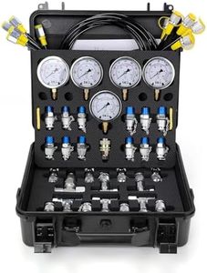 Hydraulic Pressure Test Kit, 5 Gauges (10/100/250/400/600bar) Max 10000psi / 60mpa 13 Test Couplings 14 Tee Connectors 5 Test Hoses w/Sturdy Portable Carrying Case for Excavator Construction Machinery