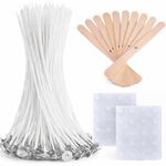 Asian Hobby Crafts Candle Making Set with 50 Wicks 5" Inch, 40 Wick Stickers & 10 Wooden Wick Holders – DIY Candle Making Kit for Beginners, Candle Making Materials, Craft Kit for Homemade Candles
