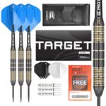 TARGET Darts Vitus 24G Brass Steel Tip Darts Set - 6 Pro Grip Shafts - 9 Pro Ultra Flights - Dart Wallet Bundle