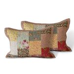 KASENTEX 100% Cotton Pillow Shams Floral Patchwork Design, Soft & Machine Washable Standard Pillow Covers, Two Standard Shams 20x26, Boho-Royal Garden