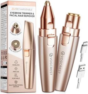 VG VOGCREST Eyebrow Facial Trimmer: 2 in1 Rechargeable Facial Hair Removal and Eyebrow Shaver - Face Lips Body Painless Facial Razor with Built-in LED Light (Rose Gold)