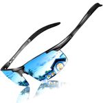 DADA-PRO Polarised Sunglasses Mens Running Driving Cycling Sports Wrap Around Sun Glasses Designer UV400 Protection Mirrored Shades for Fishing Hiking (Blue)