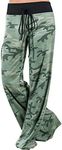Assivia Womens Wide Leg High Waist Yoga Pants Casual Printed Drawstring Trousers (S, Camouflage)