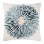 OiseauVoler 3D Sunflowers Handmade Throw Pillow Cases Decorative Cushion Covers Canvas Pillowcases Home Sofa Car Bed Room Decor 18 x 18 Inch Blue
