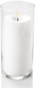 12 Eastland Glass Cylinder Vases 7.5" and 12 Richland Pillar Candles 6" White