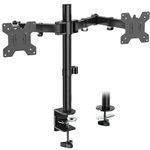 WALI Dual LCD Monitor Fully Adjustable Desk Mount Stand Fits 2 Screens up to 27 inch, 22 lbs. Weight Capacity per Arm (M002), Black