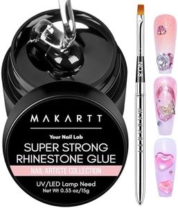 Makartt Rhinestone Glue for Nails, 15ml Clear Nail Gem Adhesive with Brush Kit for 3D DIY Decorations, Super Strong Bling Gel for Jewelry Diamonds