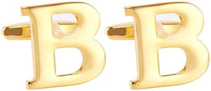 Salutto Men's Gold Letter B Cufflinks 1 Pair with Gift Box (B)