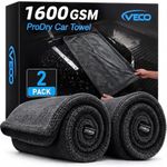 Veco 1600 GSM Car Drying Towel, 36x24 70/30 Microfiber, Black